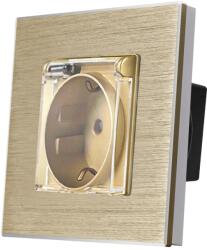 Luxion Priza simpla Luxion cu capac de protectie si rama aluminiu aurie (LX-1MP049A-G)