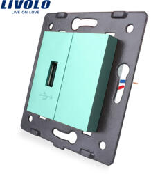 LIVOLO Priza USB Livolo verde pentru montaj elegant in rama modulara (C7-1USB-18)
