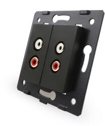 LIVOLO Priza dubla audio Livolo neagra pentru conectare eleganta în perete (C7-2AD-12)