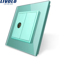 LIVOLO Priza TV simpla Livolo verde, cu rama din sticla pentru montaj în perete (VL-C791V-18)