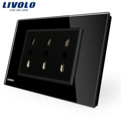 LIVOLO Priza tripla italiana Livolo cu rama din sticla - standard italian (VL-C3C3AIT-82)