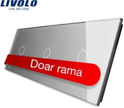 LIVOLO Panou triplu pentru intrerupator touch Livolo din sticla, gri (VL-P701/01/01-6I)