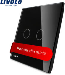 LIVOLO Panou din sticla negru pentru întrerupator dublu touch Livolo (VL-P702-2B)