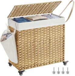 Songmics Home Cos de rufe mobil, Songmics, 3 compartimente, 140 litri, crem (LCB363N01)