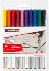 edding Liner edding 89, corp plastic, varf rotund, 0.3 mm, set 10 culori: negru, rosu, albastru, verde, galben, portocaliu, maro, violet, roz, albastru deschis (ED8910)