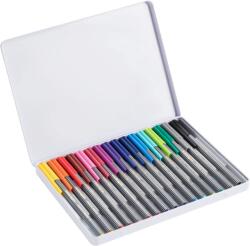 edding Liner edding 55, corp din plastic, varf rotund, 0.3 mm, set 16 culori asortate: negru, rosu, albastru, verde, galben, portocaliu, maro, violet, roz, albastru deschis, verde deschis, gri, turcoaz, alba