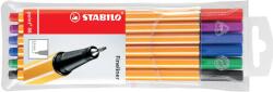 STABILO Liner Stabilo Point 88, varf fetru, 0.4 mm, 6 culori/set (rosu, negru, albastru, verde, roz, mov) (SW168806)
