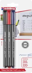 Edding 1200 set 3 markere, varf rotund, 1 mm, culori: negru, rosu, albastru, blister (ED120033)