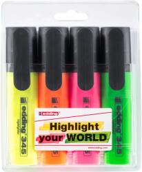 edding Textmarker Edding 345, varf 2-5 mm, 4 culori/set ( galben, roz, albastru, verde) (ED345400)