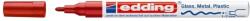 edding Marker permanent Edding 751 cu vopsea, corp metalic, varf rotund, 1-2 mm, rosu (ED751002) - forit