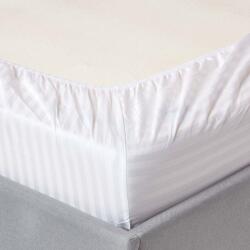 Kotonia Home Husa cu elastic pentru pat Kotonia Home Damasc dungi cu latime de 1 cm, 100% bumbac, Alb, 180x200+25 cm (000674-180)