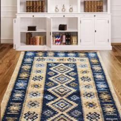 Kotonia Home Covor tesut - Decor traditional, 60x90 cm, fond albastru si nuante de crem - 07 (124359-6090) Covor