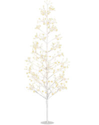 HomCom Brad Artificial de Crăciun cu 384 Lumini LED Albe și Crengi Pliabile din PP și Oțel, Ø20x180 cm, Alb | Aosom Romania (830-909V90WT)