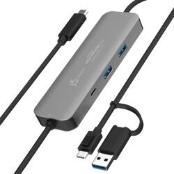 j5create JCH462-N, USB 3.2 Gen 1 (3.1 Gen 1) Type-A + Type-C, USB 3.2 Gen 1 (3.1 Gen 1) Type-A, USB 3.2 Gen 1 (3.1 Gen 1) Type-C, 5000 Mbit/s, Szürke, Alumínium, Tajvan (JCH462-N) - tech-heaven