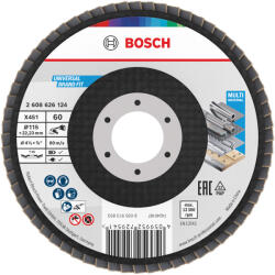 Bosch X451 legyezőtárcsa fémhez és fához, kúpos, Alox - 115 mm, 22, 23 mm, G60, 15db (2608626168)