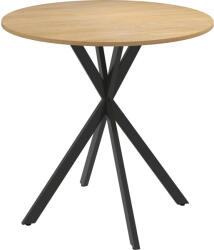 HomCom Kerek konyhaasztal, 80 cm, kompakt asztallap, forgácslap, fém, fehér tölgy fekete (83A-295V00AK)