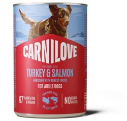 CARNILOVE Dog Can Turkey and Salmon 400g pástétom pulykával és lazaccal felnőtt kutyák számára