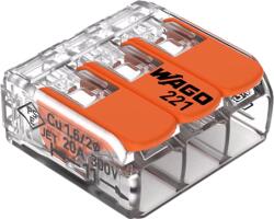 WAGO Conector derivație cu pârghii 3 poli, max. 4 mm2, 450V/32A, set 50 buc. , WAGO 221-413 (221-413)