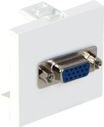 DLX Electric Panel echipat cu socket VGA mamă, 45×45 mm (2 module), pentru canal DLX Electric, alb RAL 9010 (DLX-245-57)