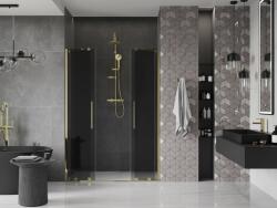 Mexen Velar Duo tolóajtós zuhanykabin 150 cm, grafit, arany - 871-150-000-42-50