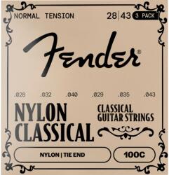 Fender 100C Nylon Classical (3-Pack), Clear/Silver, Tie End, 028-043