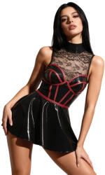 Cottelli Collection Wetlook & Delicate Lace Corset Style Mini Dress 2719509 Black M