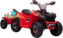 AIYAPLAY HOMCOM Elektromos Quad Gyermekeknek Utánfutóval, Pedállal, Előre és Hátra, 2, 5 km/h, 18-36 Hónapos Korig, Piros