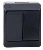Hermès Intrerupator Dublu, Hermes, Alb/Negru 10 A, 250 V, IP44 (ZLN-ELPL-0332-07)