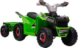 AIYAPLAY HOMCOM Elektromos Gyermek ATV Utánfutóval, Pedállal, Előre és Hátra, 2, 5 km/h, 18-36 Hónapos Korig, Zöld