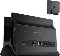 PULWTOP vertikális USB-C dokkolóállomás M. 2 NVMe SSD házzal, 4K/60Hz, fekete