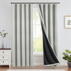 TOPICK 100% Sötétítő Függöny 2 db, 245x140 cm, Szürke, Vászonhatású Termovorhang Nappaliba és Hálószobába, Modern Vidéki Stílus