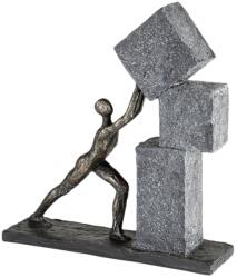Casablanca Dekoratív Szobor Stacking Figura - Polirezin Dísztárgy Bronz-Szürke Színben, 30, 5 cm - Nappali és Irodai Dekoráció