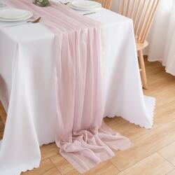 CHUQING Chiffon Asztali Futó Esküvői Dekoráció Rózsaszín 70x300 cm Vékony Tüll Asztalterítő Szalag Anyag