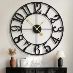 Haitang Nagy Falióra Modern Fekete Fém Kerek 80 cm Átmérő Néma Elemmel Működő Vintage Stílusú Arab Számjegyes Óra Nappaliba Hálószobába Kony