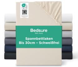 Bedsure Spannbettlaken Gumis Lepedő 180x200 cm Mikroszálas Matracvédő 30 cm Mélységig Boxspring Ágyhoz Légáteresztő Gyorsan Száradó Bézs