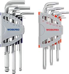 WORKPRO 18 részes imbuszkulcs készlet Torx és gömbfejű, Cr-V - 1, 5-10 mm