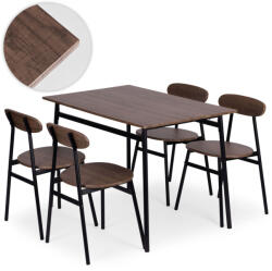ModernHome Masă de dining cu 4 scaune, ModernHome Oslo-WD, 110 x 70 cm, dreptunghiulară, înălțime: 75, 5 cm, blat MDF, cadru metalic, 4 scaune: 42 x 50 x 75 cm, cu cadru metalic
