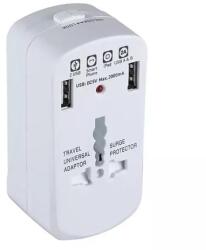 V-TAC Adaptor Universal Priza (uk, Us, Eu) Cu Protectie Si 2usb 2.1a (sku-8704)