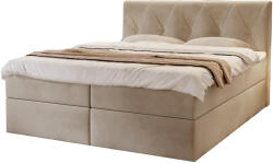 MV Bézs DEAN kárpitozott ágyneműtartós boxspring ágy Méret: 160x200
