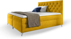 Wilsondo GULIETTE ágyneműtartós kárpitozott boxspring ágy matracokkal 200x200 - sárga