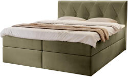 MV Olivazöld DEAN kárpitozott ágyneműtartós boxspring ágy Méret: 180x200