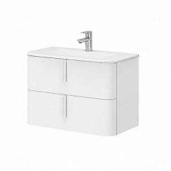 Fluminia Mobilier lavoar suspendat Fluminia Pisa 80, front neted, 2 sertare soft close, alb mat (PISA82-WM-L-HLY03)