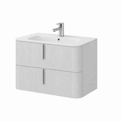 Fluminia Mobilier lavoar suspendat Fluminia Pisa 80, front riflat, 2 sertare soft close, alb mat (PISA82-WM-C-HLY03)
