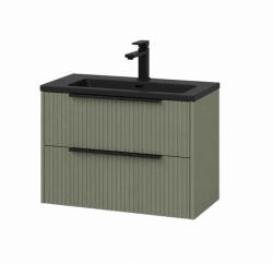 Fluminia Mobilier lavoar suspendat Fluminia Istria 80, front riflat, 2 sertare soft close, salvia (ISTRIA82-SA-C-HIC02)