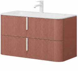 Fluminia Mobilier lavoar suspendat Fluminia Pisa 100, front riflat, 2 sertare soft close, mattone (PISA102-MA-C-HLY03)