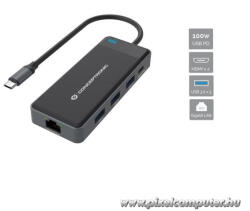 Conceptronic Notebook Dokkoló - DONN14G (USB-C to 2xHDMI+USB-C PD: 100W+3xUSB-A+RJ-45, fekete) (DONN14 g)