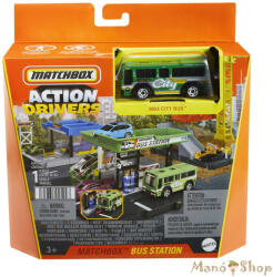 Mattel : Action Drivers Bus Station Buszpályaudvar játékszett kisbusszal (HDL08)