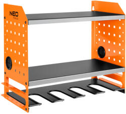 Neo raft de perete pentru unelte cu baterie, cu compartiment pentru baterii și încărcătoare (84199) Raft