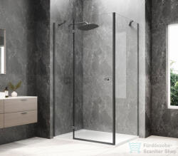 SAPHO GLOBE GUN METAL nyílóajtó oldalfallal, 1000x1000mm, balos, transzparent üveg (GB1010-3415LGM) (GB1010-3415LGM)