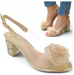 S. Barski Női Magassarkú Szandál 38 Elegáns Átlátszó Szilikon Barski (Barski MR61-9011 GOLD)